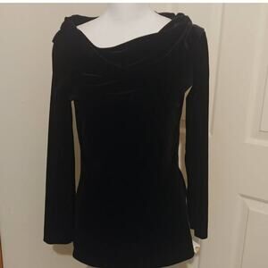 Talbots Blouse Cowl Neck Velour Long Sleeve Top XS
